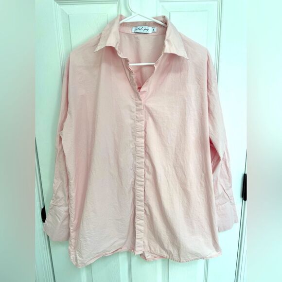 Petal & Pup Oversized Soft Pink Button Down Collared Shirt Women’s Size S - Picture 1 of 5